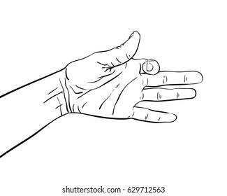 Sketch of hand forming dog head, Hand drawn vector illustration in line art style