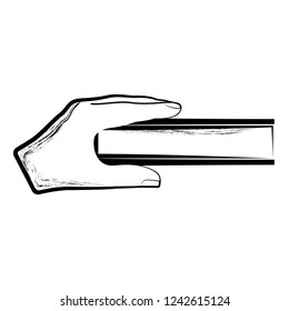 Sketch of a hand holding a book. Vector illustration design