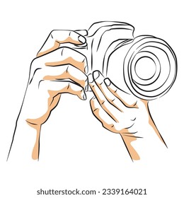 sketch of hand holding camera