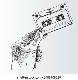 Sketch of Hand Holding a Cassette