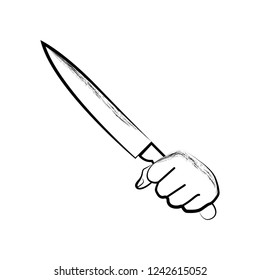 Sketch Of A Hand Holding A Knife. Vector Illustration Design