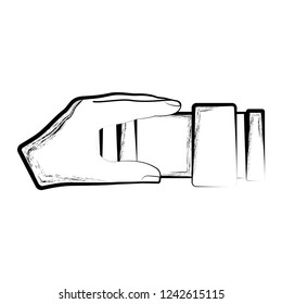 Sketch of a hand holding a lantern. Vector illustration design
