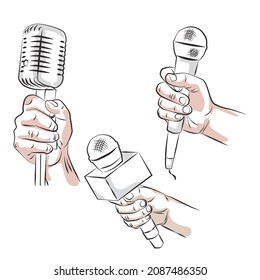 397 Hand holding microphone sketch Images, Stock Photos & Vectors ...