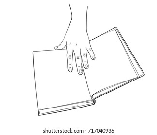 Sketch Hand Flipping Through Book Blank Stock Vector (Royalty Free ...