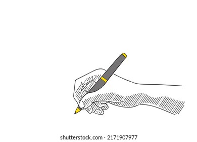 Sketch Of Hand Holding Pen Design Illustration