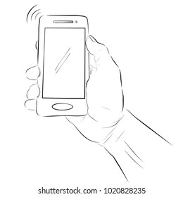 Sketch of Hand Holding Smartphone 