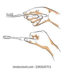 boceto de un cepillo de dientes de mano