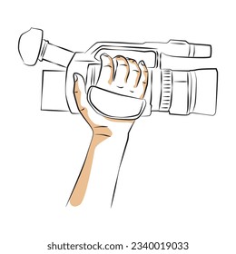 sketch hand holding video camera