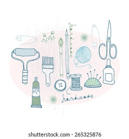 Sketch of hand made objects