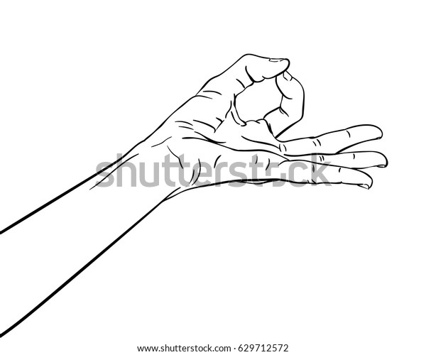 Sketch Hand Meditation Gyan Mudra Hand Stock Vector Royalty Free 629712572