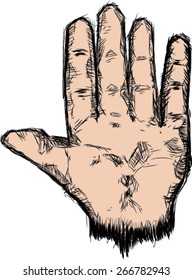 Sketch hand of number five