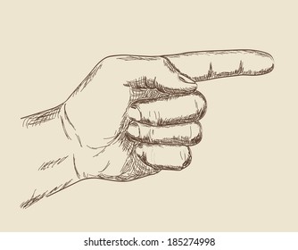 Sketch hand pointing direction