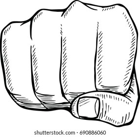 Sketch of Hand Punch. Vector illustration