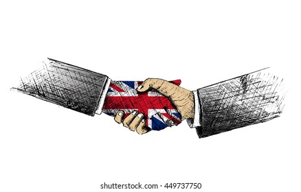 Sketch of Hand shake between two businessman.Vector Illustration.