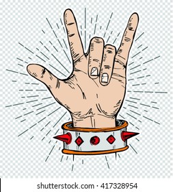 sketch of  hand sign rock n roll music, vector illustration