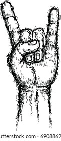 sketch of  hand sign rock n roll music, vector illustration
