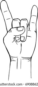 sketch of  hand sign rock n roll music, vector illustration