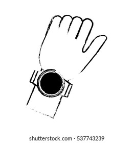 sketch hand with smart watch timer technology vector illustration eps 10