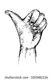 Sketch hand with thumbs up