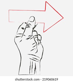 sketch hand visit arrow