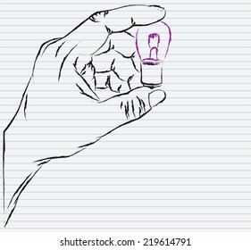 sketch hand visit lamp