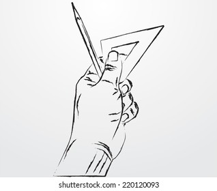 sketch hand visit pencil n ruler 