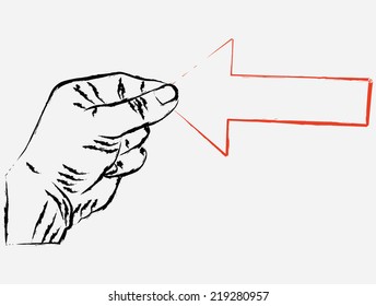 sketch hand visit red arrow