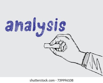 sketch of hand writing "analysis" with chalk hand drawn