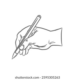 sketch of a hand writing with a pen without a background