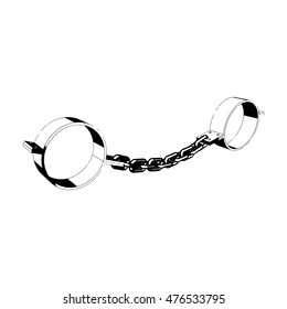 Sketch handcuffs with chain. Vector illustration on white background.