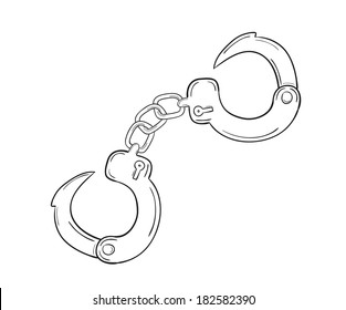 sketch of the handcuffs on white background, isolated