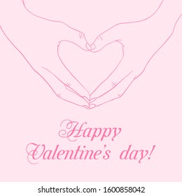 Sketch of hands, Hand drawn vector line art cards, Happy Valentines day