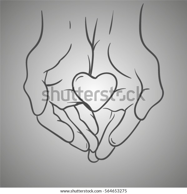 Sketch Hands Heart Line Art Hand Stock Vector Royalty Free 564653275