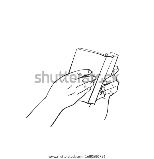 Sketch Hands Holding Book Hand Drawn Stock Vector (Royalty Free ...