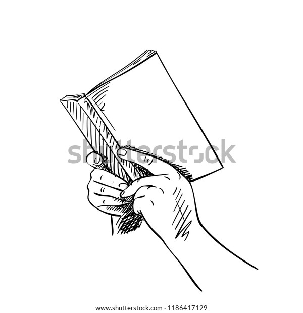 Sketch Hands Holding Open Book Blank Stock Vector (Royalty Free) 1186417129