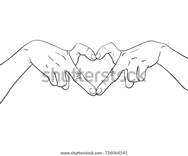 Sketch Hands Showing Heart Shape Gesture Stock Vector (Royalty Free ...