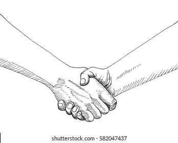 Sketch of handshaking isolated on white