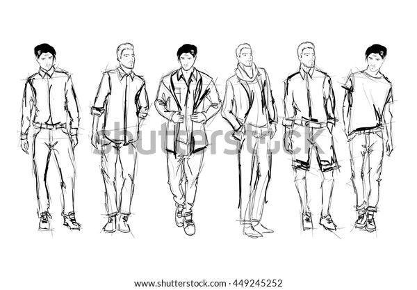 Sketch Handsome Stylish Man Showcasing Street Stock Vector (Royalty ...