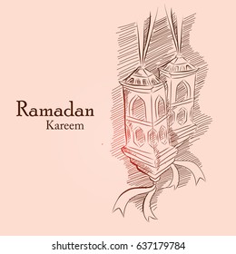 Sketch of hanging Ramadan Lantern. Vector Illustration eps.10
