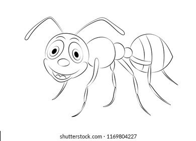 Sketch happy ant coloring books for children. Vector