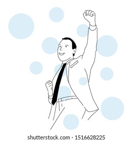 Sketch of happy businessman. Hand drawn vector illustration.