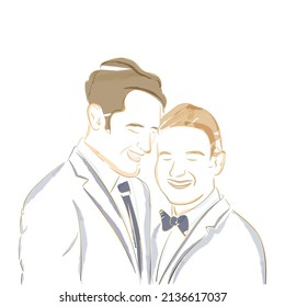 Sketch of a happy homosexual married couple Vector