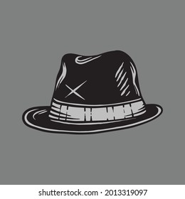 Sketch hat drawing. Creative illustration.