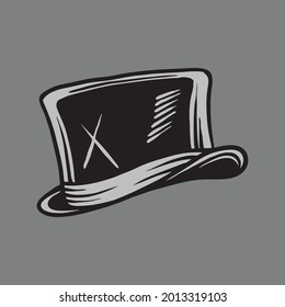 Sketch hat drawing. Creative illustration.