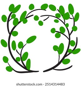 Sketch hatched leaves and twigs collection. Scribble dry branches, handdrawn sketchy plant elements isolated on white