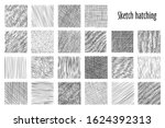 Sketch hatching patterns, abstract hand drawn vector backgrounds. Linear pencil sketch and doodle patterns, crossed, wavy and parallel lines, hatch sketching graphic texture