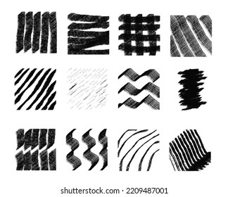 Sketch Hatching Patterns, Abstract Hand Drawn Vector Backgrounds. Linear Pencil Sketch And Doodle Patterns, Crossed, Wavy And Parallel Lines, Hatch Sketching Graphic Texture