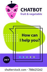 Sketch head avatar. Voice service chat bot, virtual online help customer support. Concept robot for fresh fruit and vegetable market.

