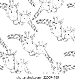 sketch of the head of a giraffe on a white background
