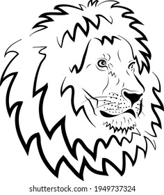 Sketch. Head of lion. Simplified.